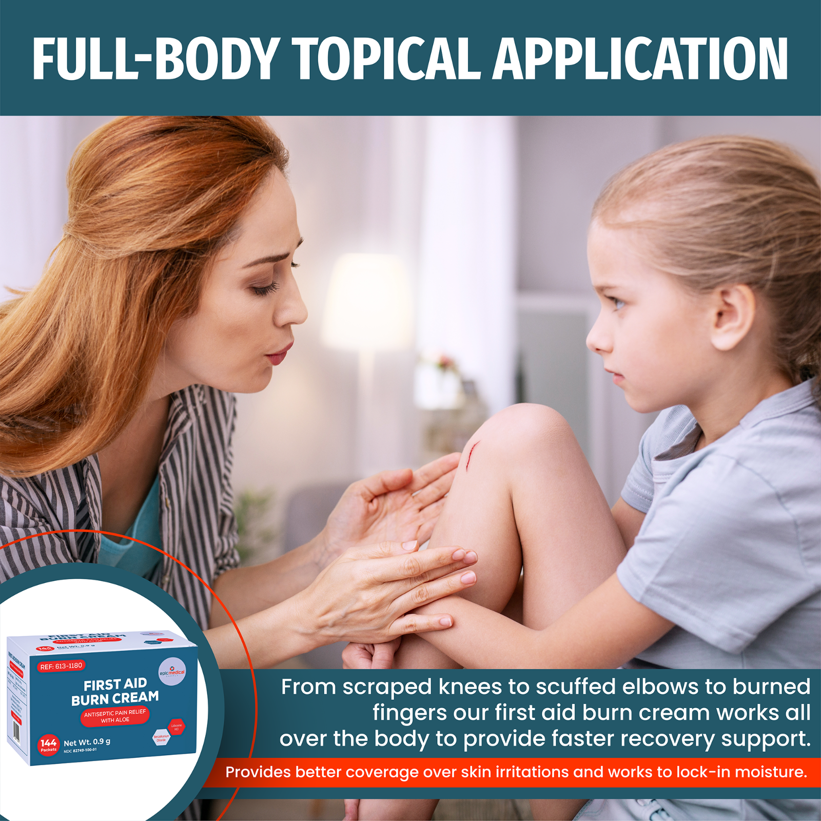 Epic Medical Supply First Aid Burn Relief Cream .9g Packets Box of 144