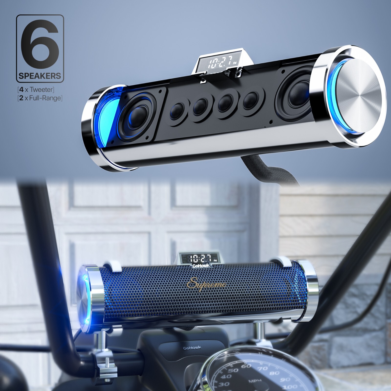 Waterproof Motorcycle Stereo 6 Speakers Audio System Bluetooth 300W Amp FM Radio