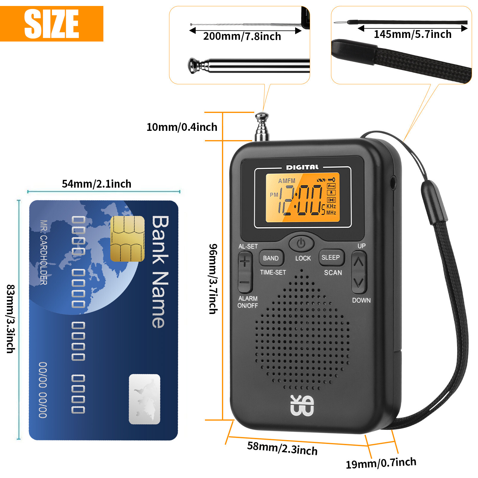 Portable Pocket Digital LCD AM FM Radio Battery Powered Receiver w/Loud Speaker