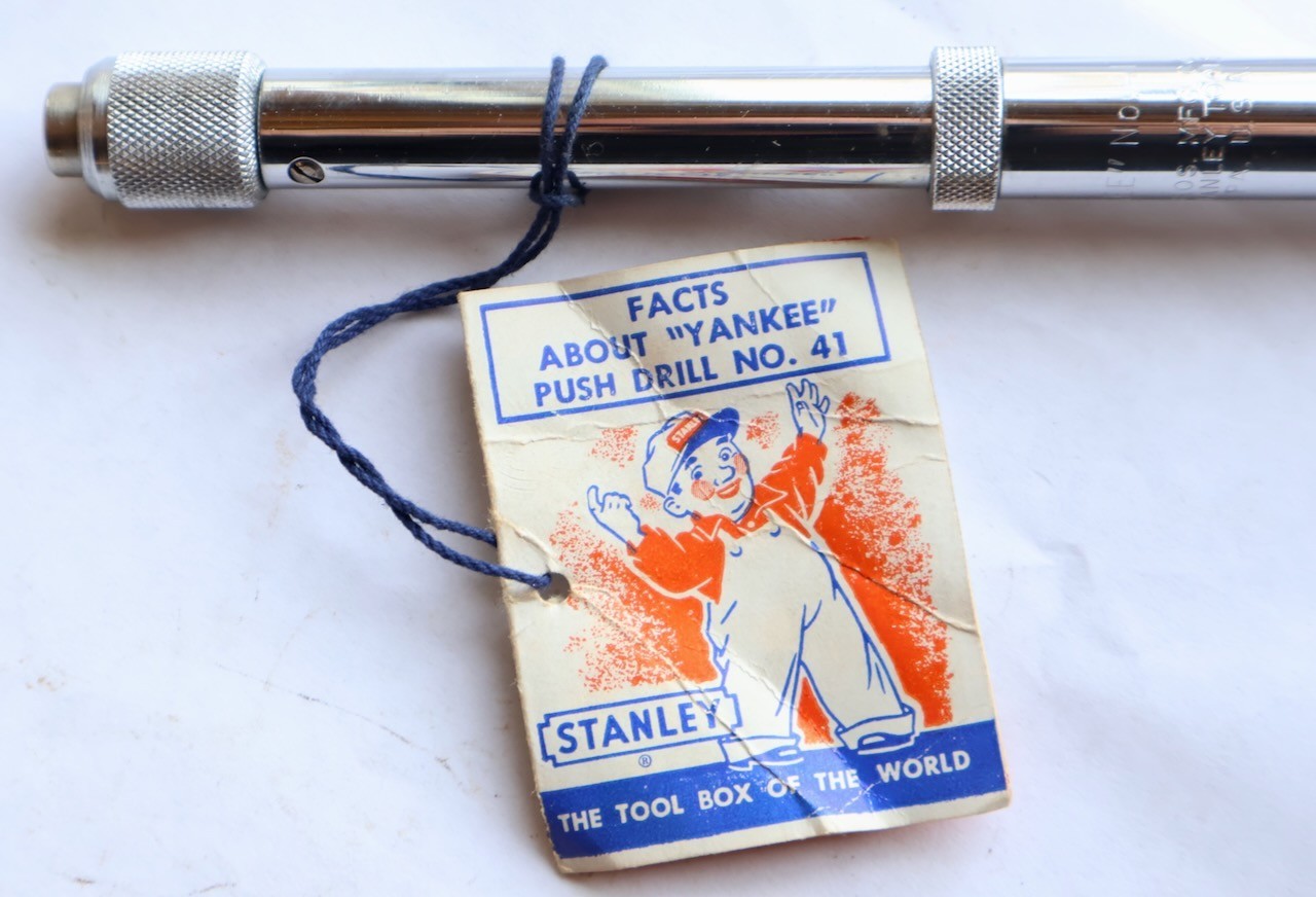 North Bros "YANKEE" No. 41 Push Drill + 8 Bits + Box + Insert / NOS / MT Tools