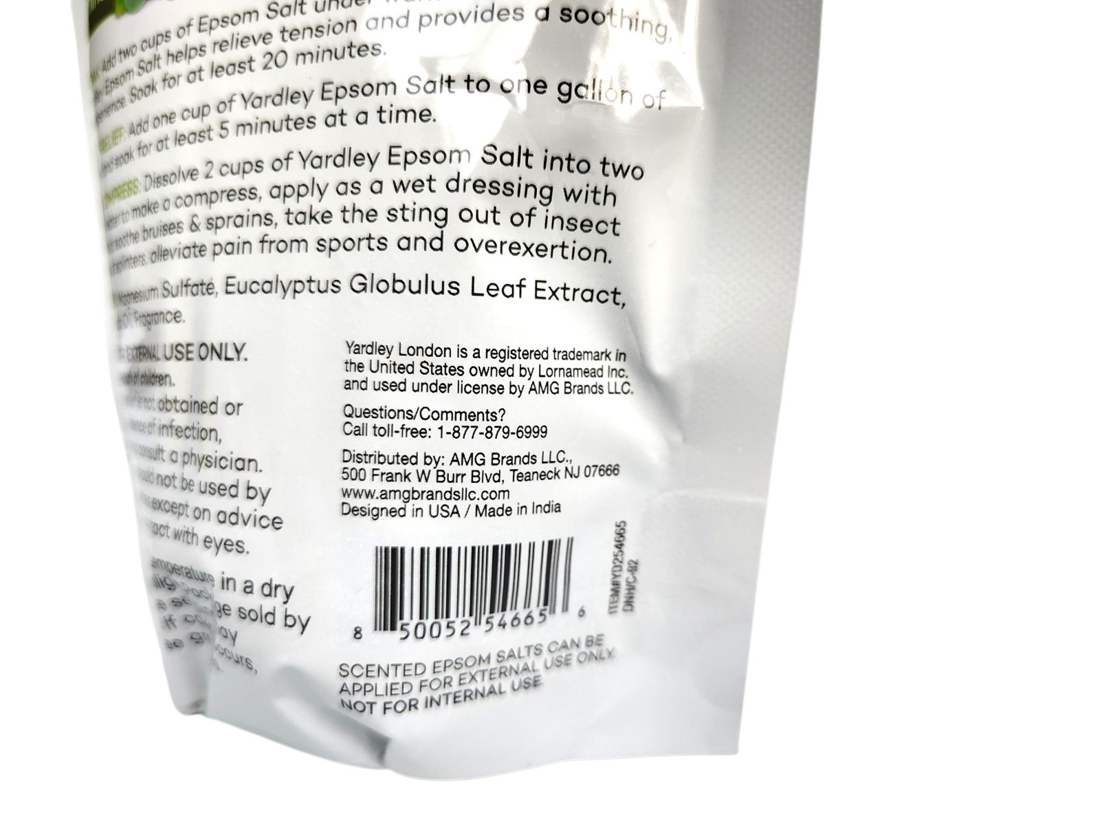 Yardley London Eucalyptus & Mint Epsom Salt Soaking Solution 6 Pounds 1lb Each