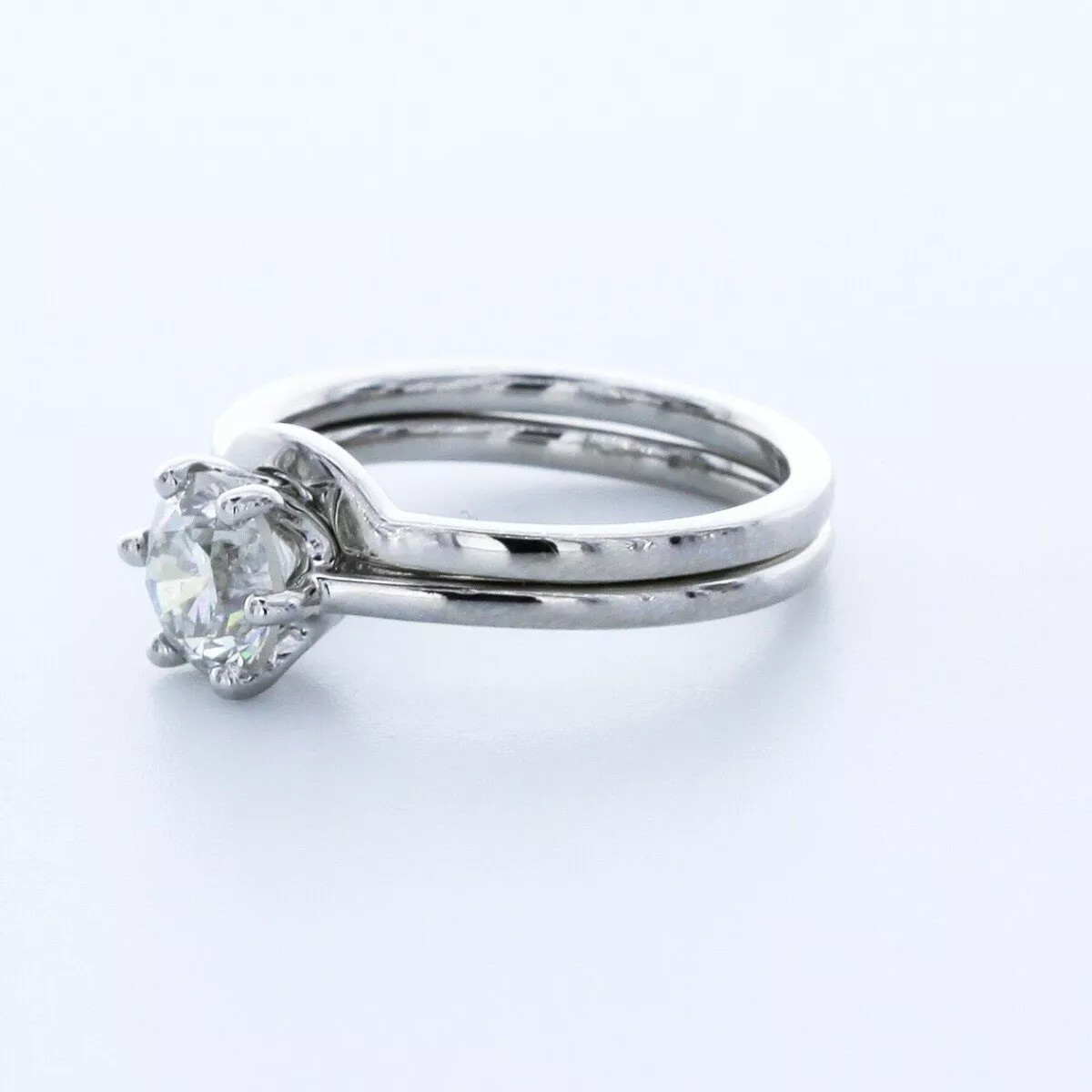 Solitaire Engagement Ring Set 14K Gold 1.31 Carat Round Lab-Grown Diamond H VS2