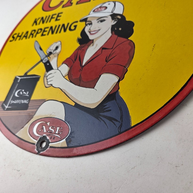 Vintage Case xx Knives Sign - Porcelain Service Station Store Advertisement Sign