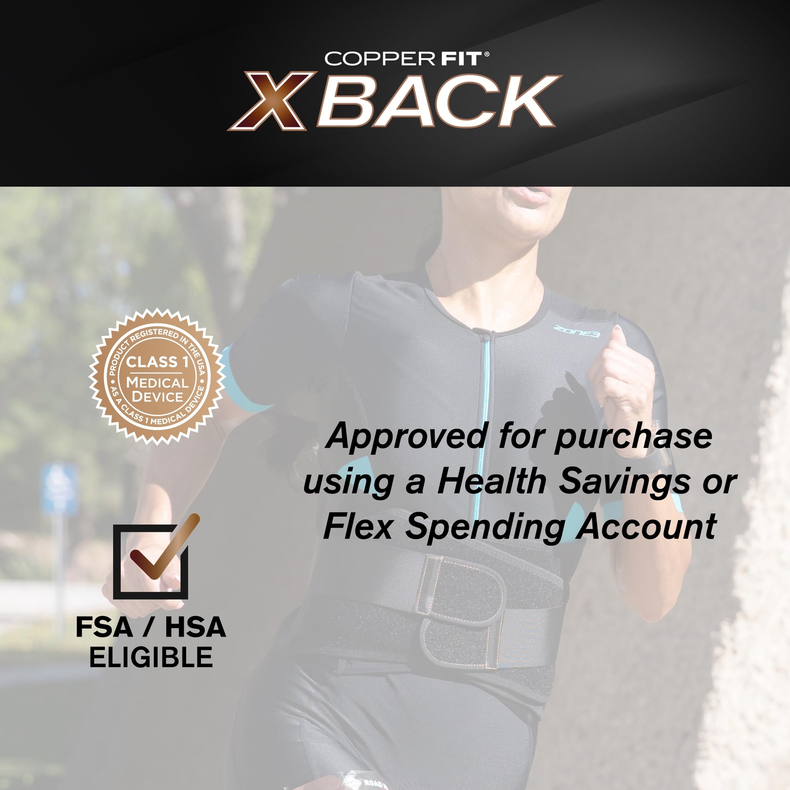 Copper Fit X-Back Brace for Lower Back Pain, Lumbar Support (Small/Medium)