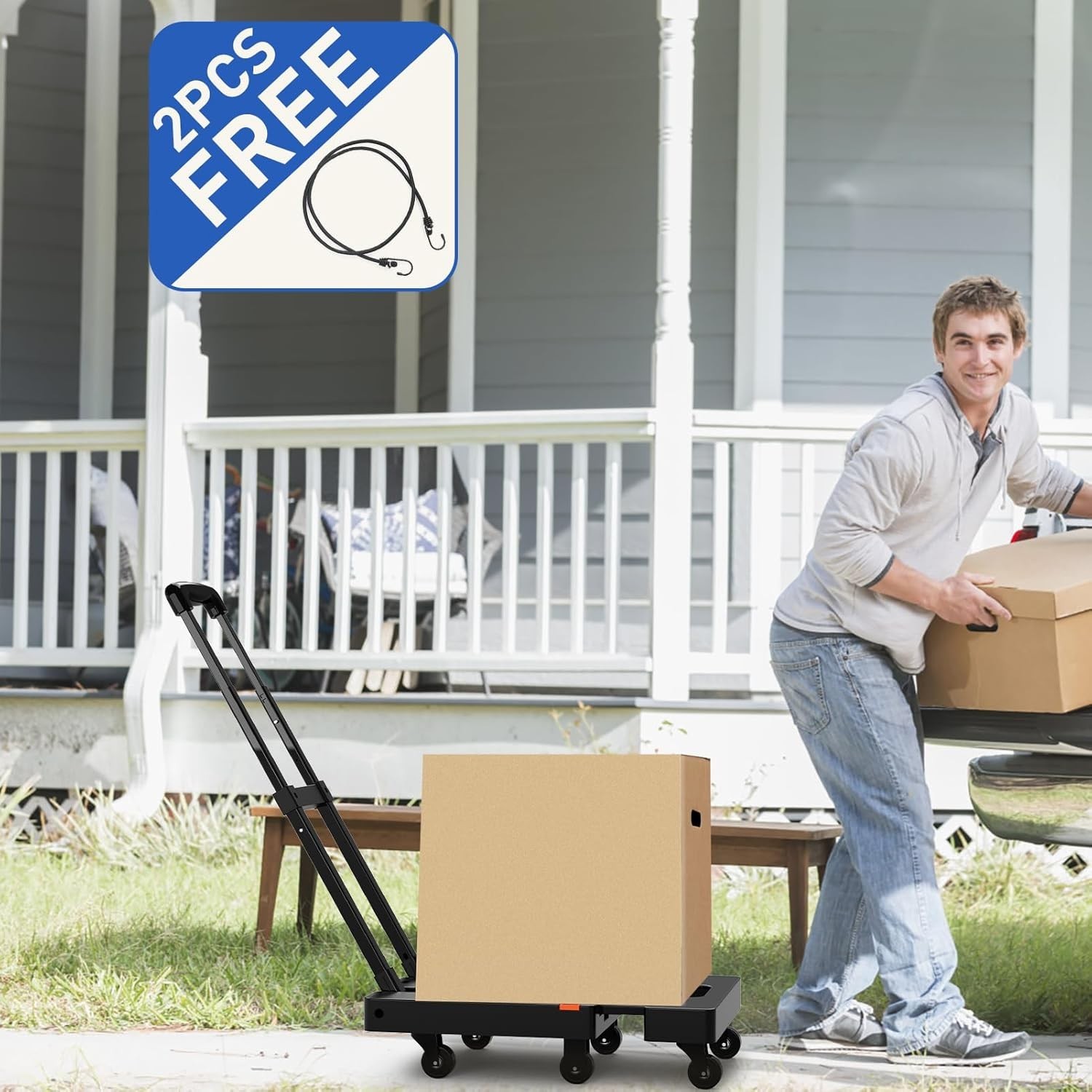 Folding Hand Truck, 500 LB Heavy Duty Luggage Cart, Utility Dolly Platform Cart