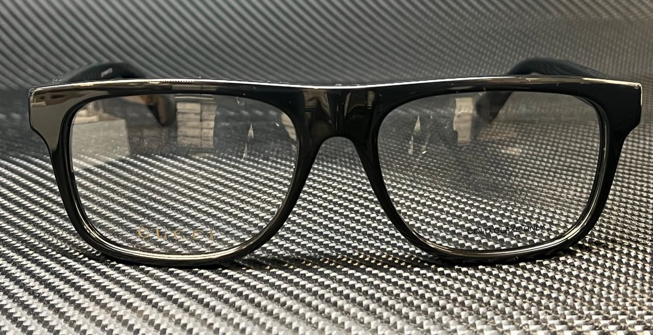 GUCCI GG1117O 001 Black Silver Men's Medium Eyeglasses