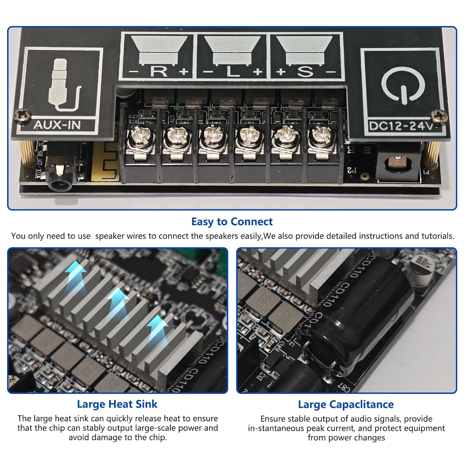 Bluetooth 5.1 Audio Stereo Amplifier Board,200W Hifi 2.1 Channel Mini Subwoofer