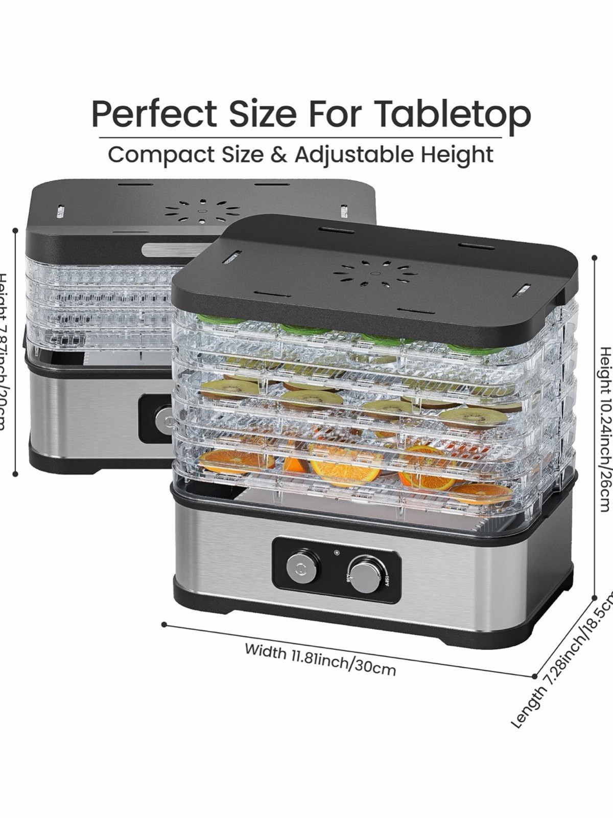 Food Dehydrator Machine for Jerky, 5 Stackable BPA-Free Trays Dryer with Temp...