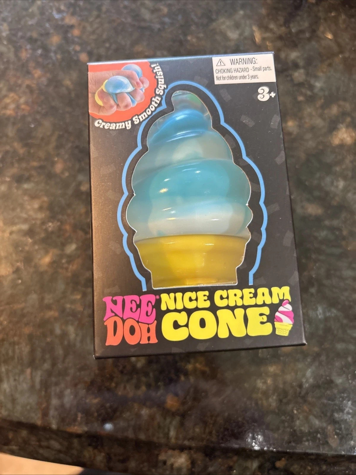 2026 BLUE NeeDoh NICE CREAM CONE Ice Cream Swirl Squishy Toy NEE DOH Stress Ball