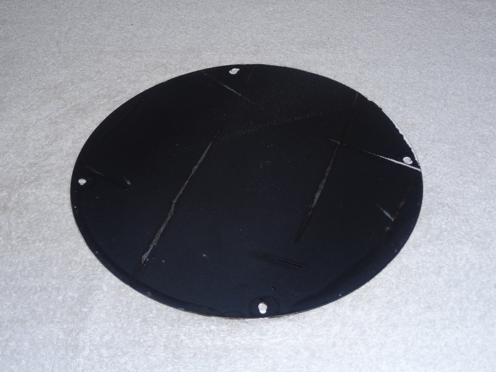 VINTAGE WHITE STAR GASOLINE "WOMAN ON MOTORCYCLE" 12" PORCELAIN METAL MOBIL SIGN