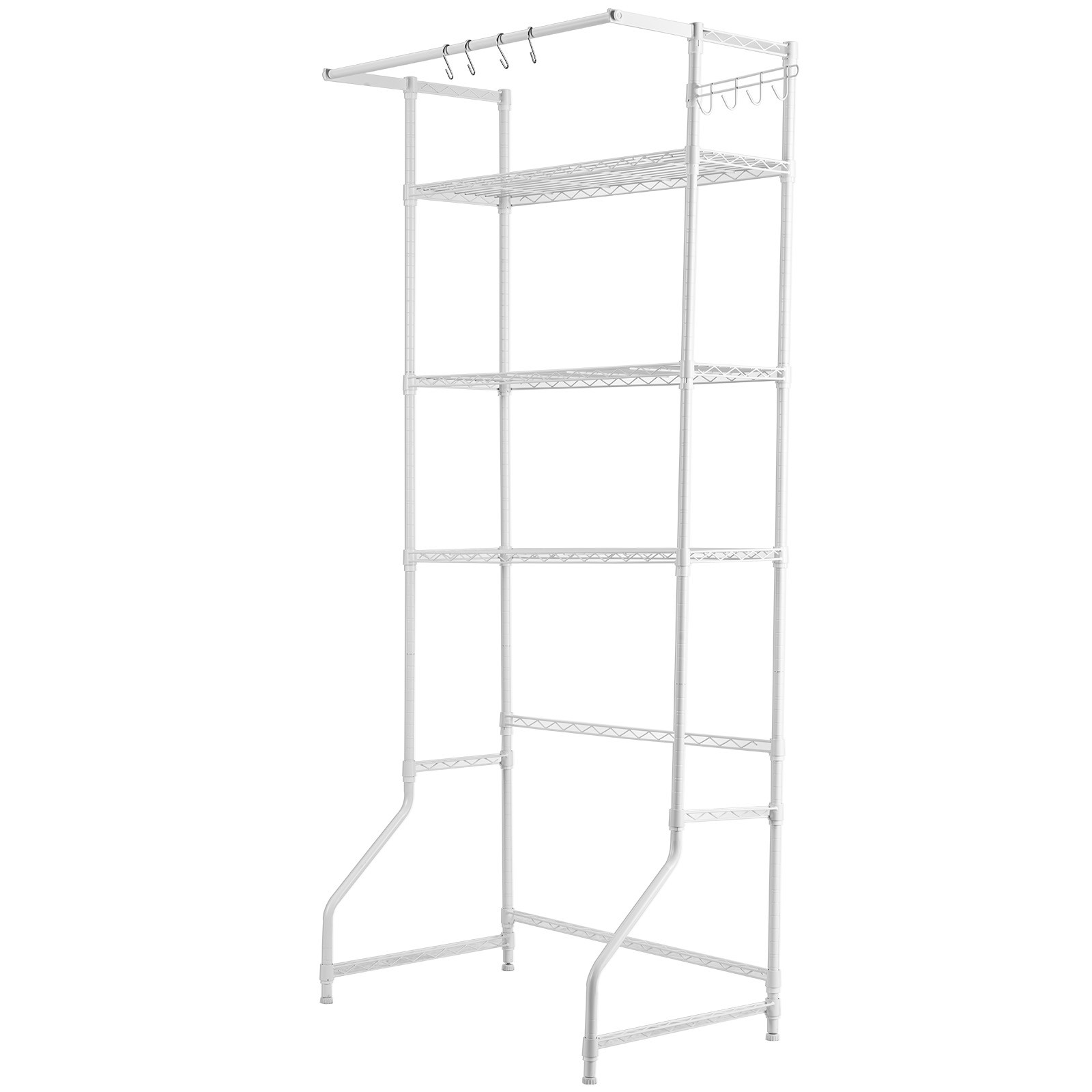 Over Washer and Dryer Storage Shelf Single Row 3 Tiers Washer Rack White