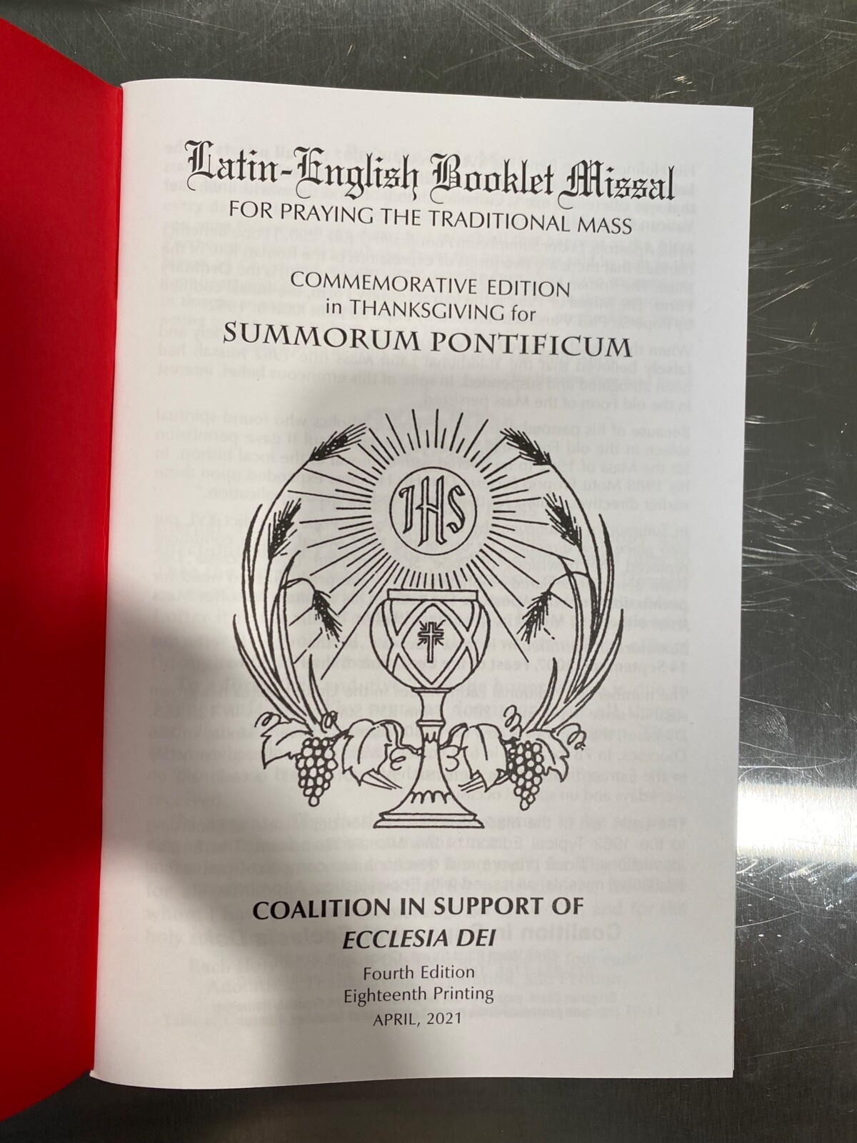 Latin-English Booklet Missal For Praying The Traditional Mass