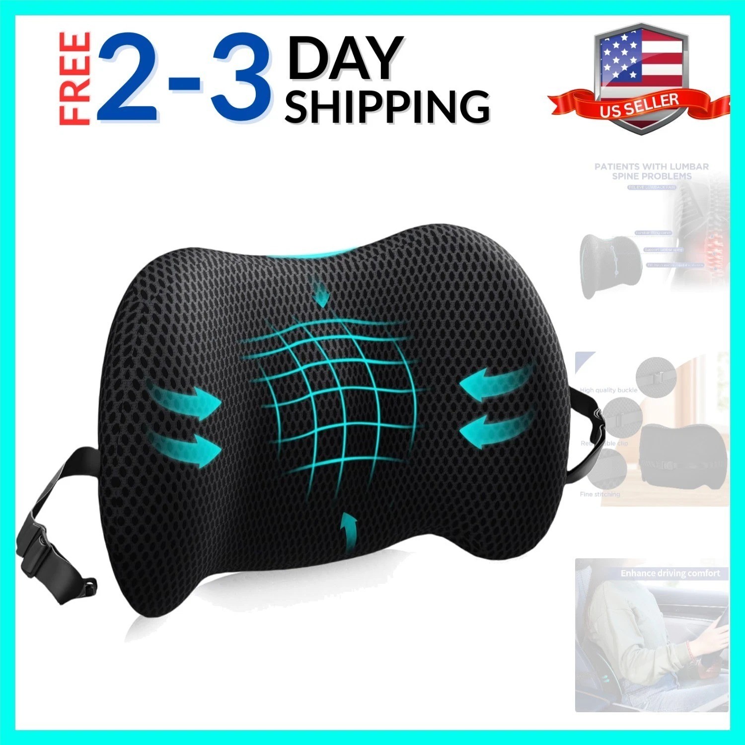 Lumbar Support Pillow for Office Chair, Car Lumbar Pillow Lower Back Pain Rel...