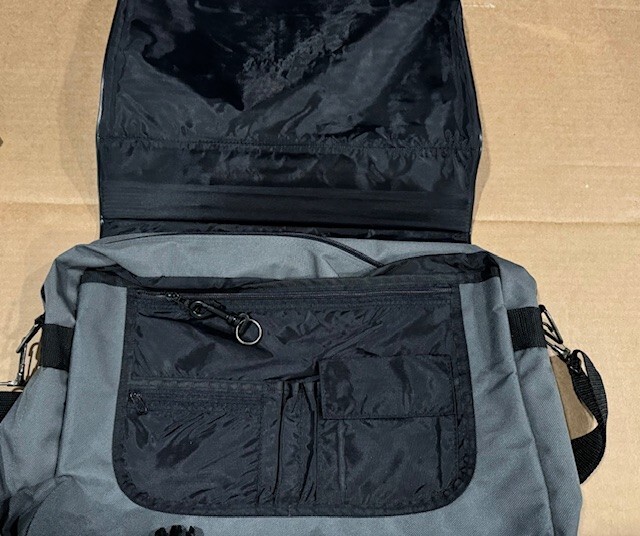 Rare Vanguard Records LP Bag Grey canvas w/ pockets and zippers and clips