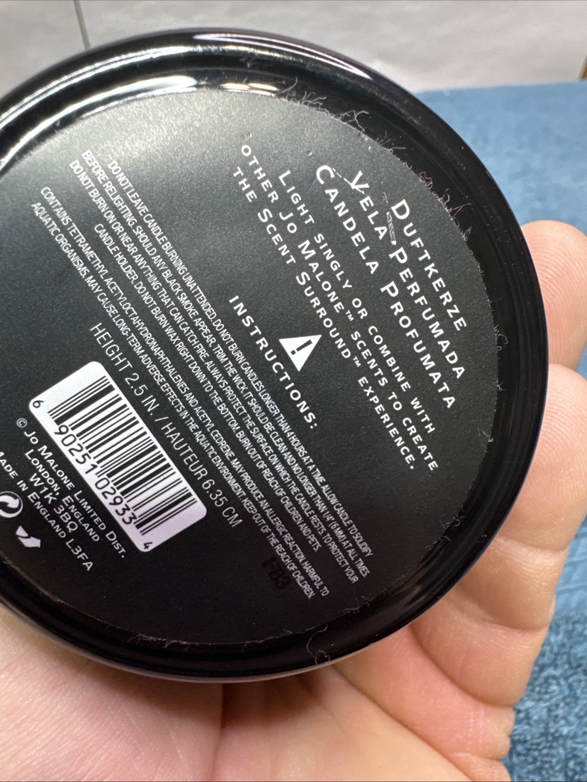 JO MALONE OUD & BERGAMOT SCENTED CANDLE 2.5"/6.36 CM New Sealed