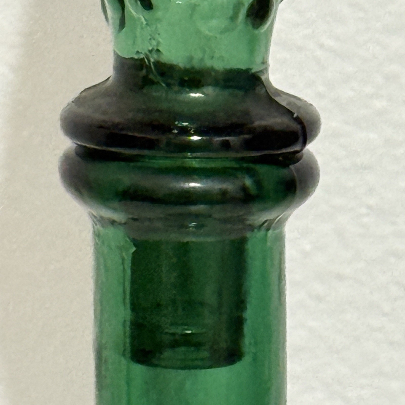 Vintage MCM Green Hobnail Glass Decanter Genie Bottle 21"