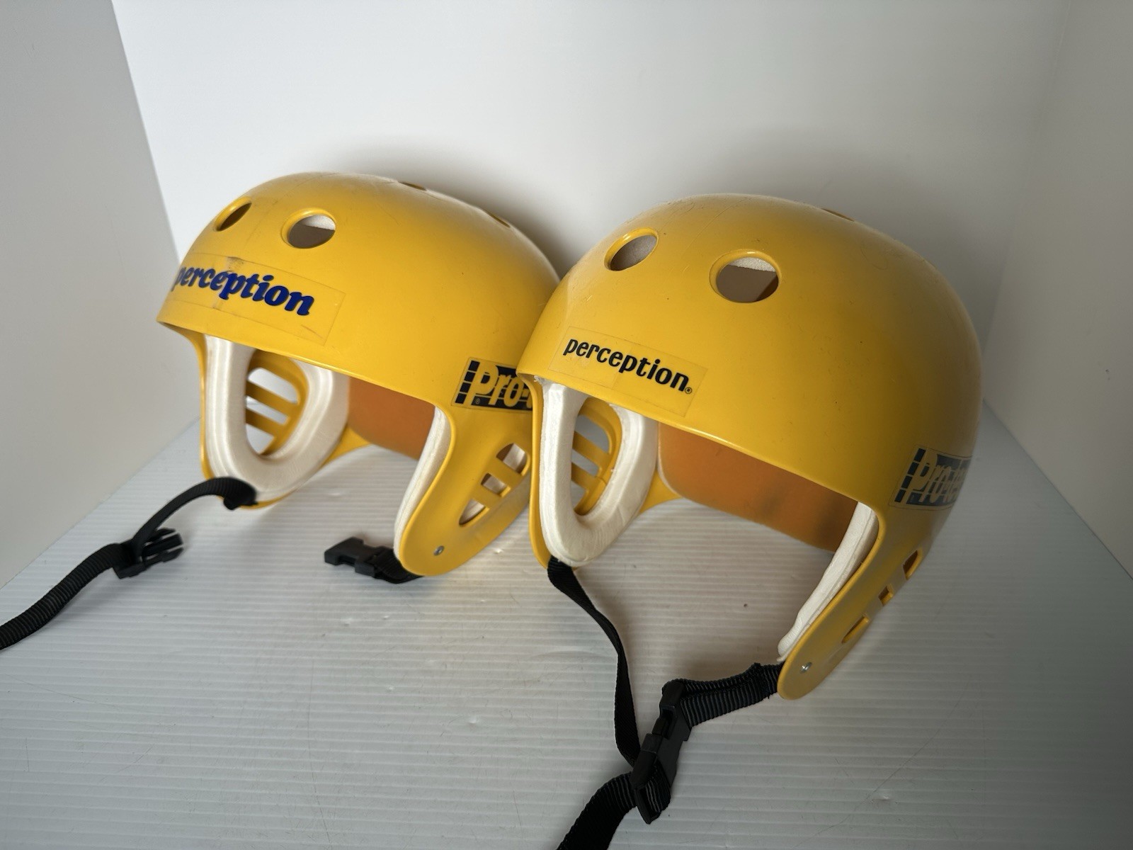 Vintage 1980s Pro-Tec Skateboard Helmet BMX Yellow Made in USA L XL Set Of 2
