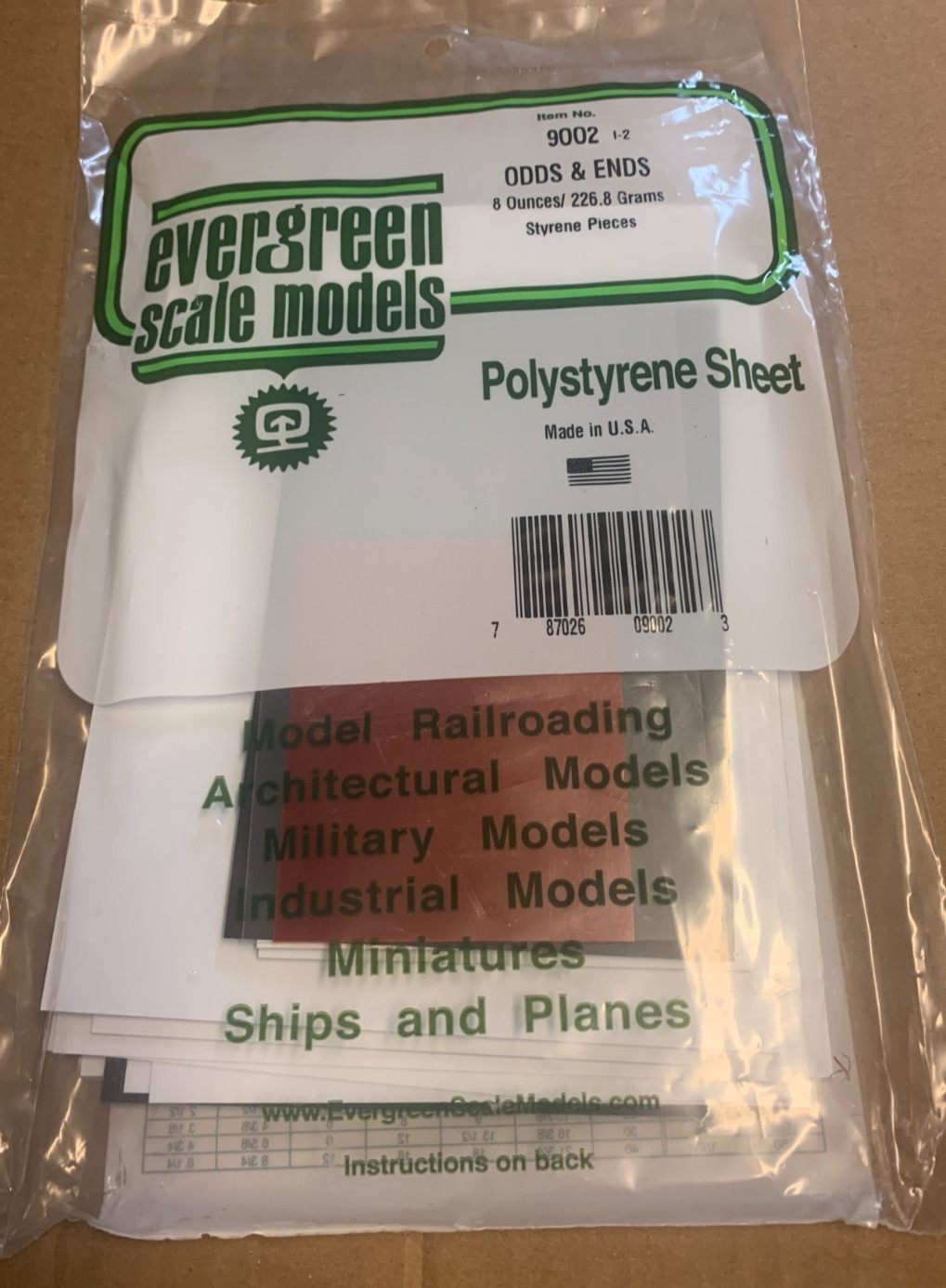 #9002 Evergreen Styrene Sheet Plastic Assortment Odds & Ends 8+ Ounces