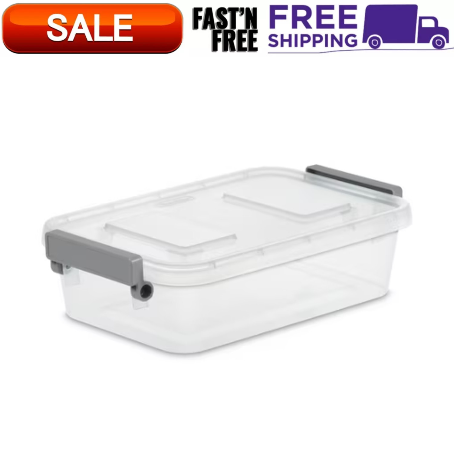Sterilite 2.7 Qt. Modular Latch Box Plastic with Clear Base and Lid, Titanium