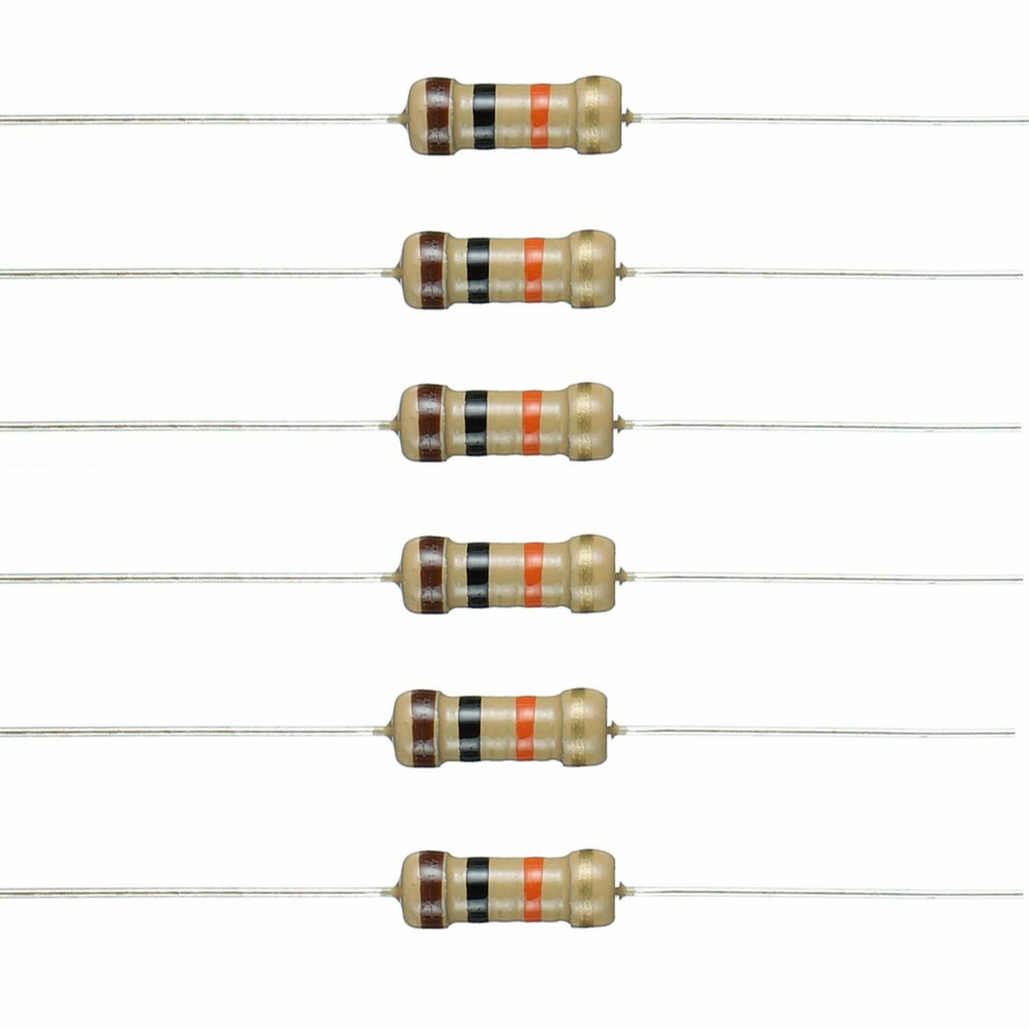 10 Pack~100PACK  10k Ohm  Ω  5% Tolerance 1/4W 0.25 Watt Carbon Film Resistor