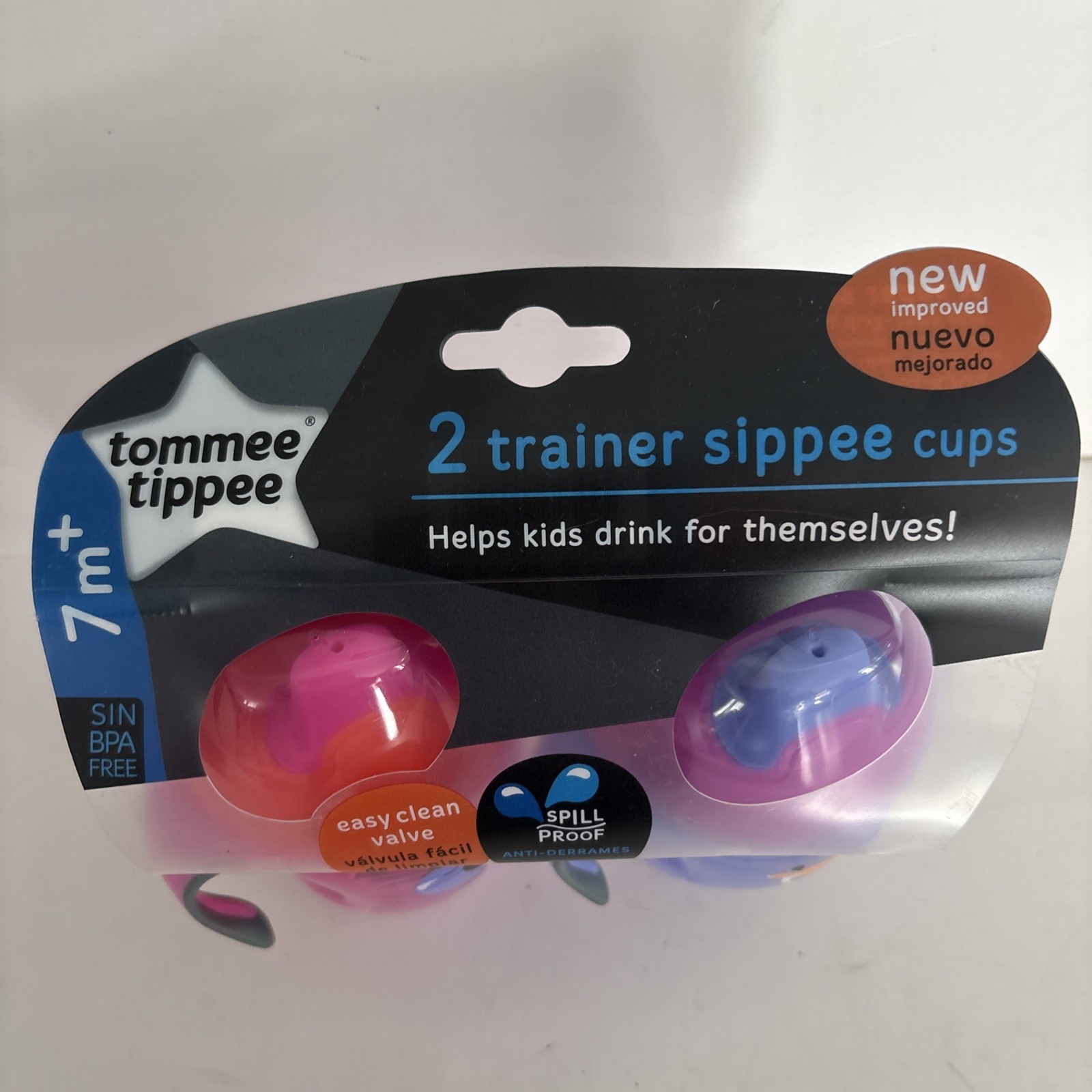 Tommee Tippee 2 Trainer Sippee Cups 7+ Sin BPA Free - Spill Proof 8 oz New