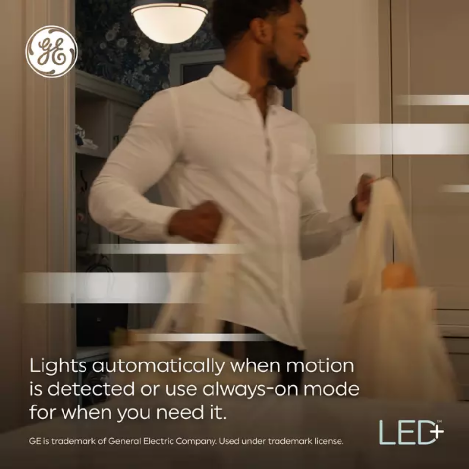(3 bulbs) GE LED+ Motion Sensing LED Light Bulb, 12 watts, 1100 lumens, 75 watt