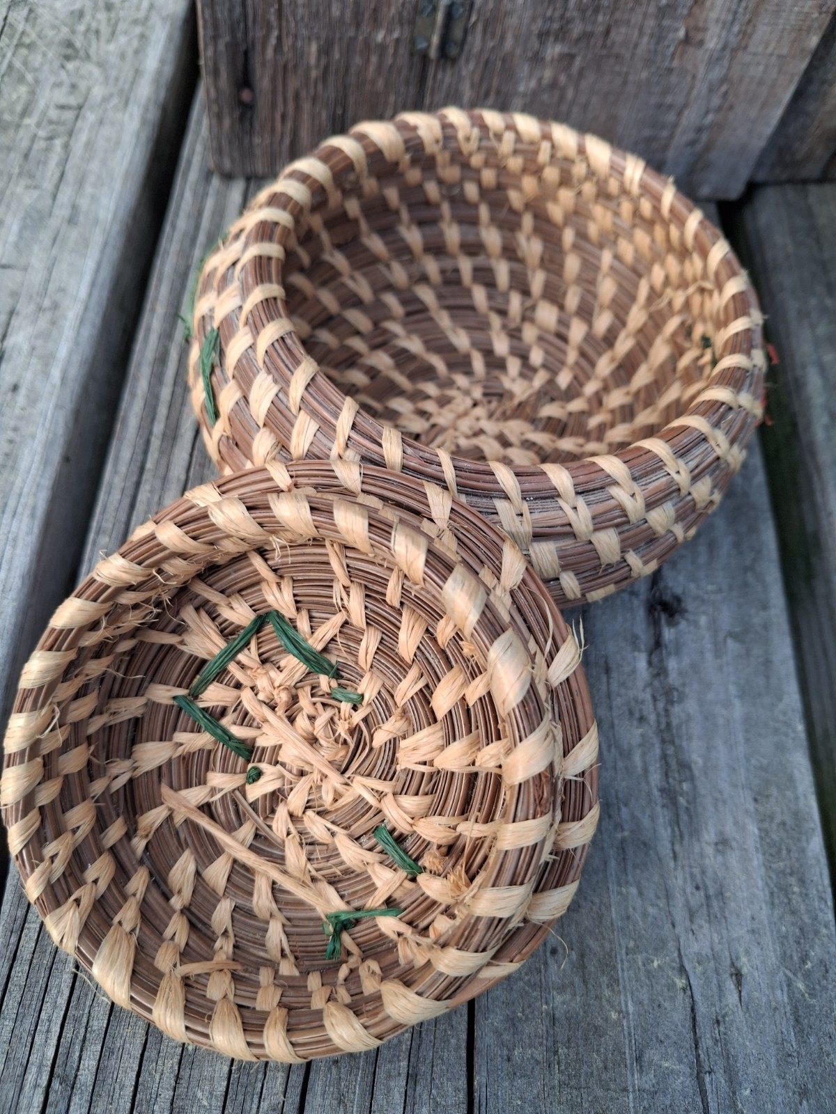 Authentic Vintage Koasati Coushatta Handmade Pine Needle Basket