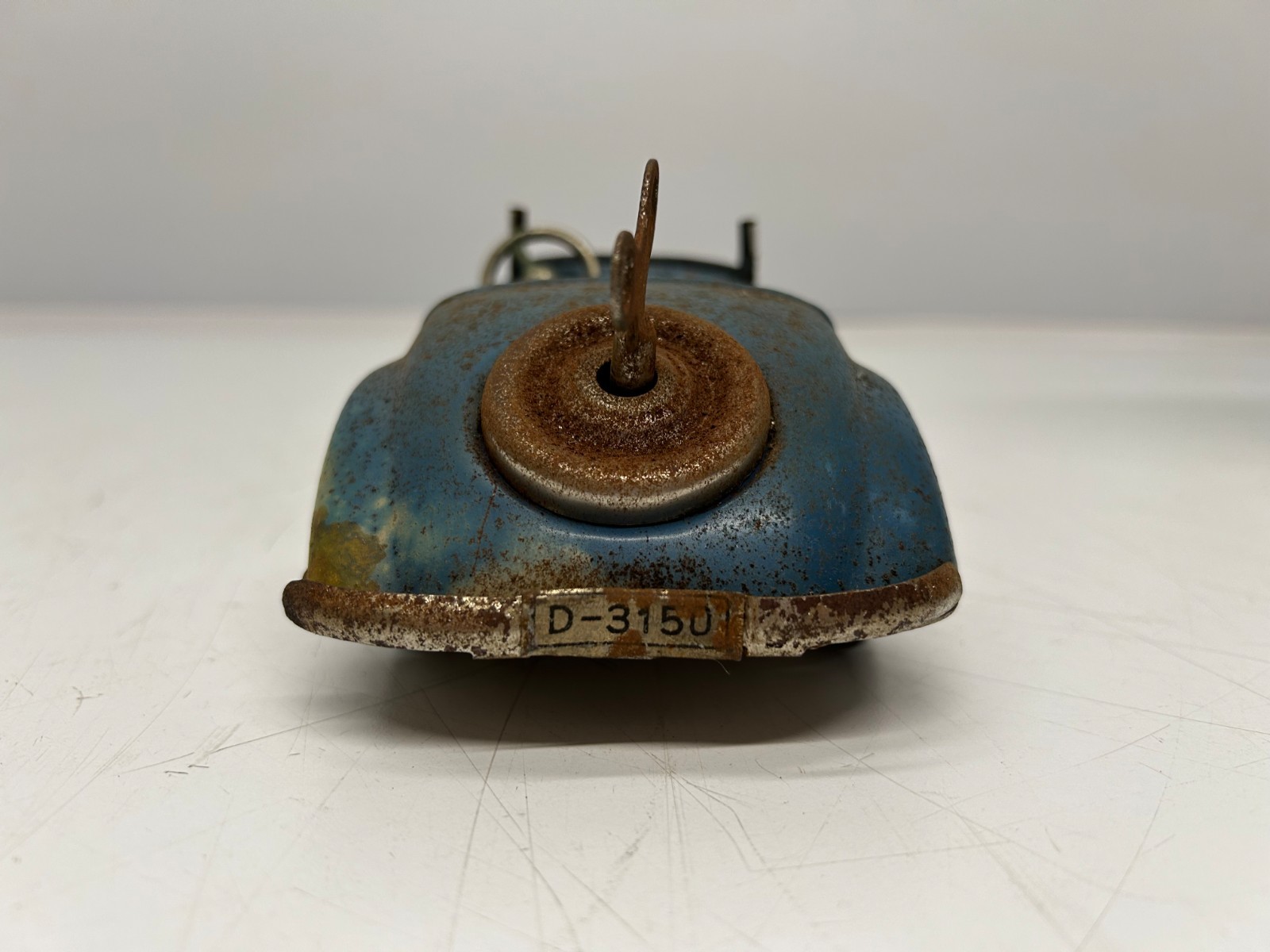 Vtg c1940s D-3150 Wind Up Toy Car Blue BMW German US Zone Maybe Distler As Is