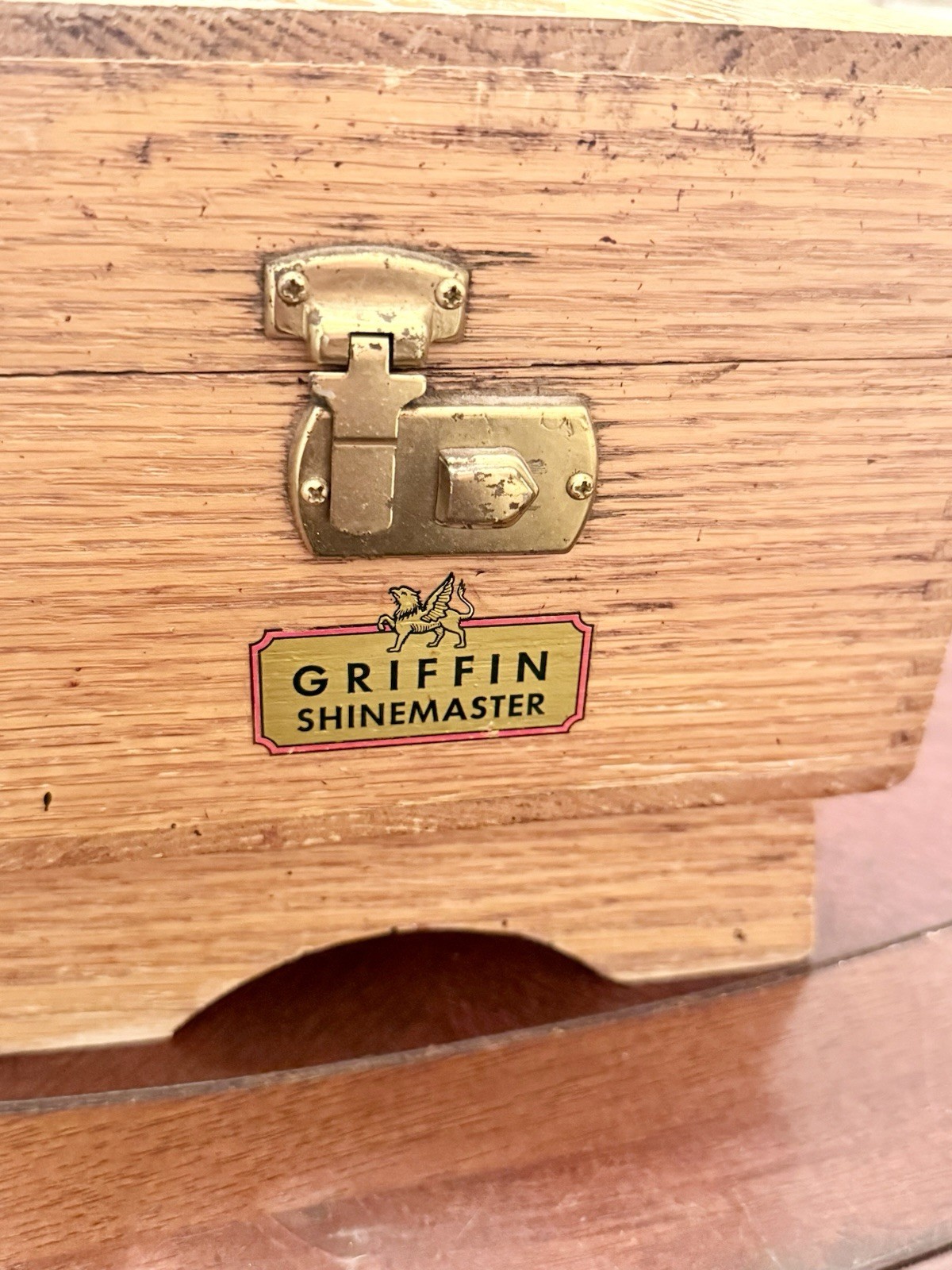 Nice Griffin Shinemaster Dovetail Wooden Shoe Shine Box with Footrest BOX ONLY
