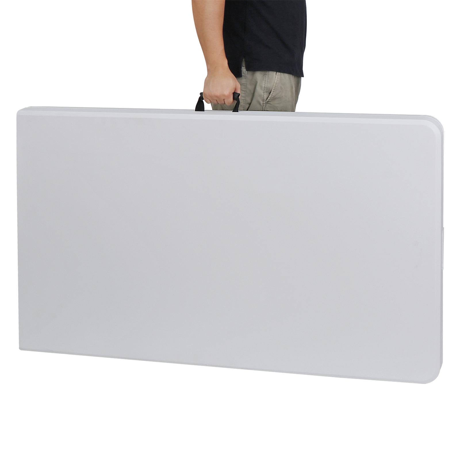 8FT Folding Table Fold-in-Half Plastic Dining Picnic Table for Outdoor w/ Handle