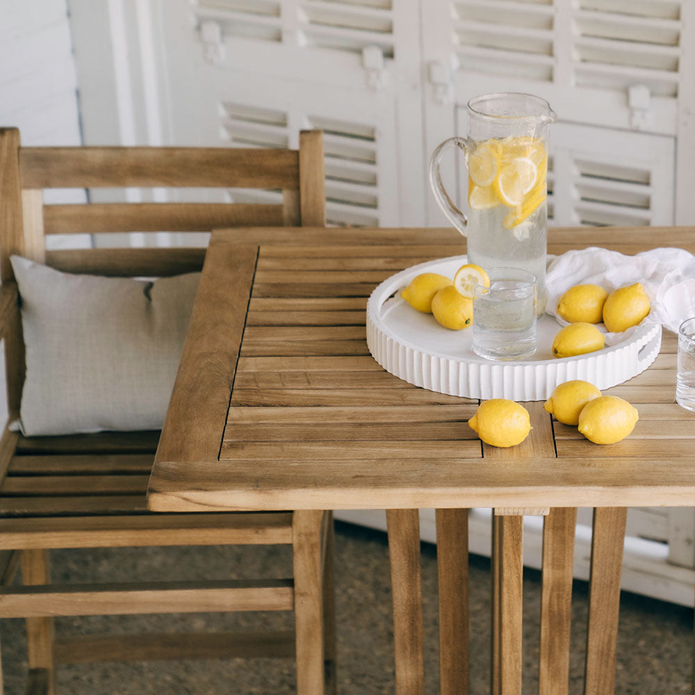 Ash & Ember Acadia Grade A Teak 35" Square Bar Table, Weather Resistant Wood