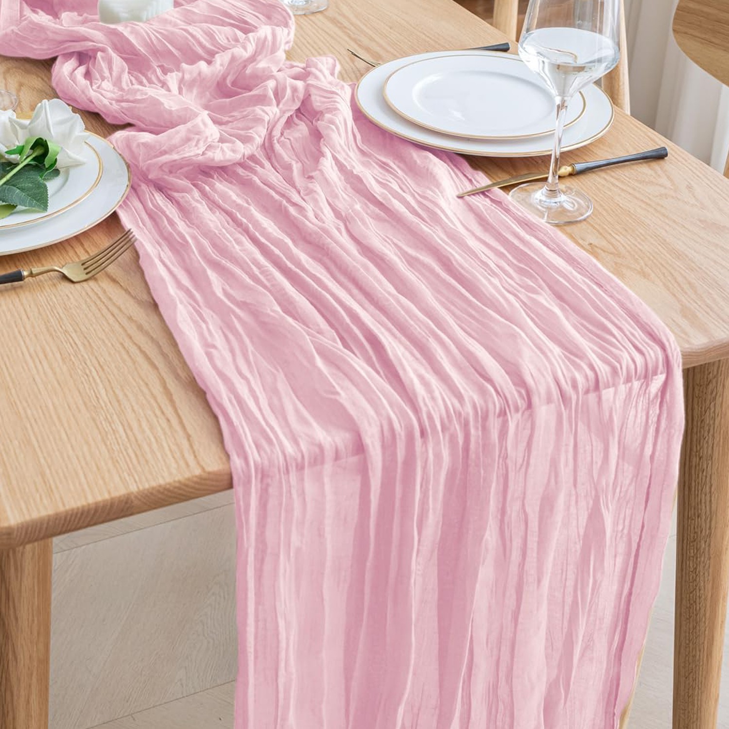 35" x 10ft Cheesecloth Table Runner Boho Gauze Table Runner for Table Decor