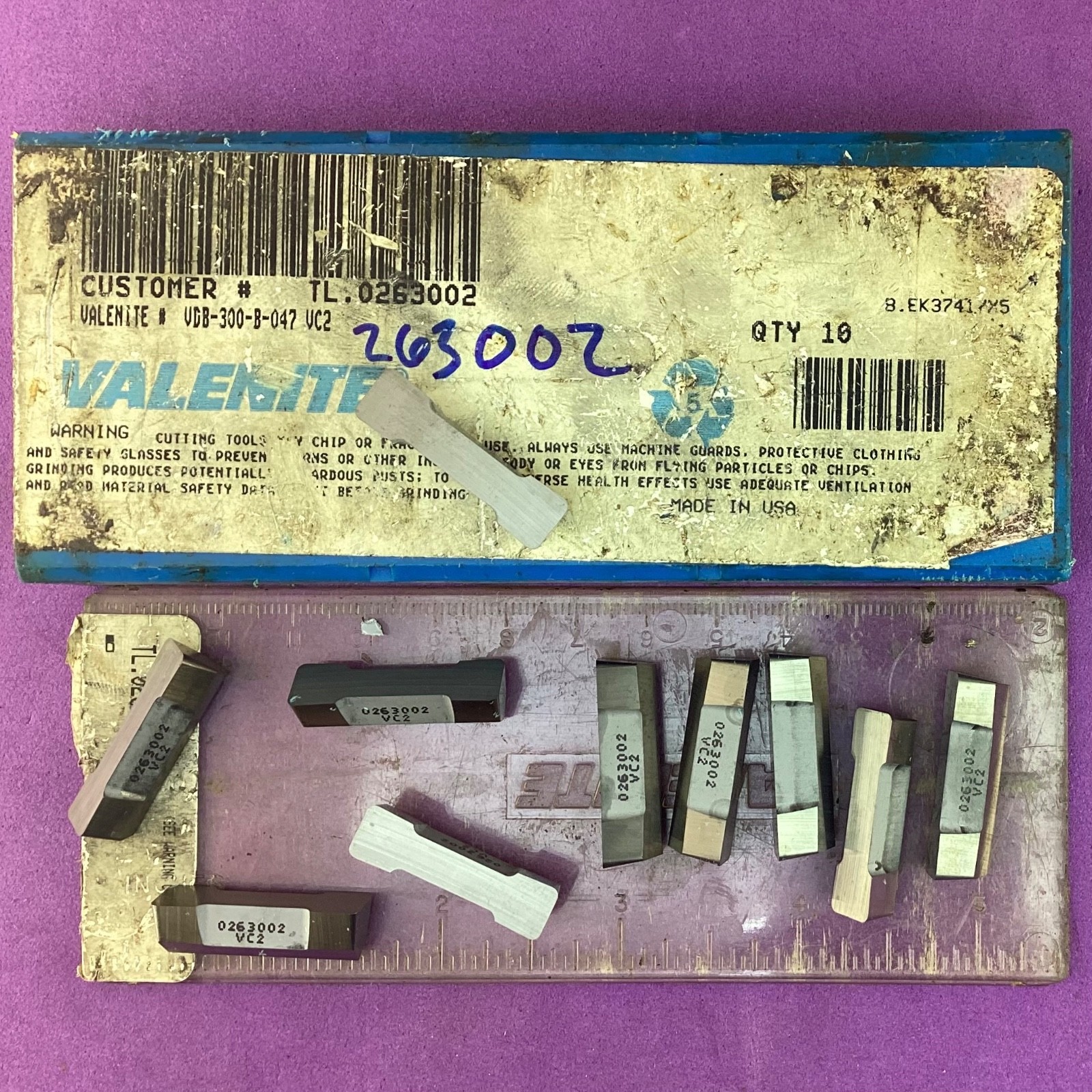10pc  VALENITE    VDB 300 B 047  Carbide Grooving Inserts VC2🎯Machinist