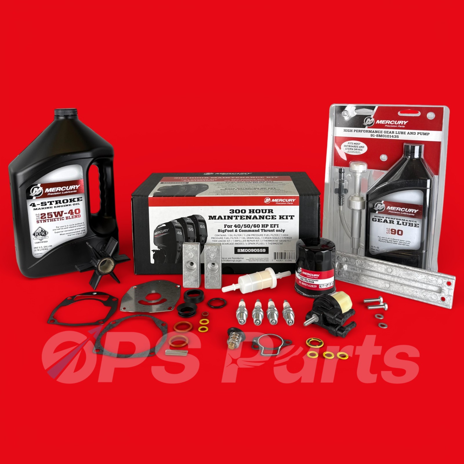 Mercury 300 Hour Maintenance Kit & Oil 40-60 HP EFI 4Stroke BF CT 8M0090559