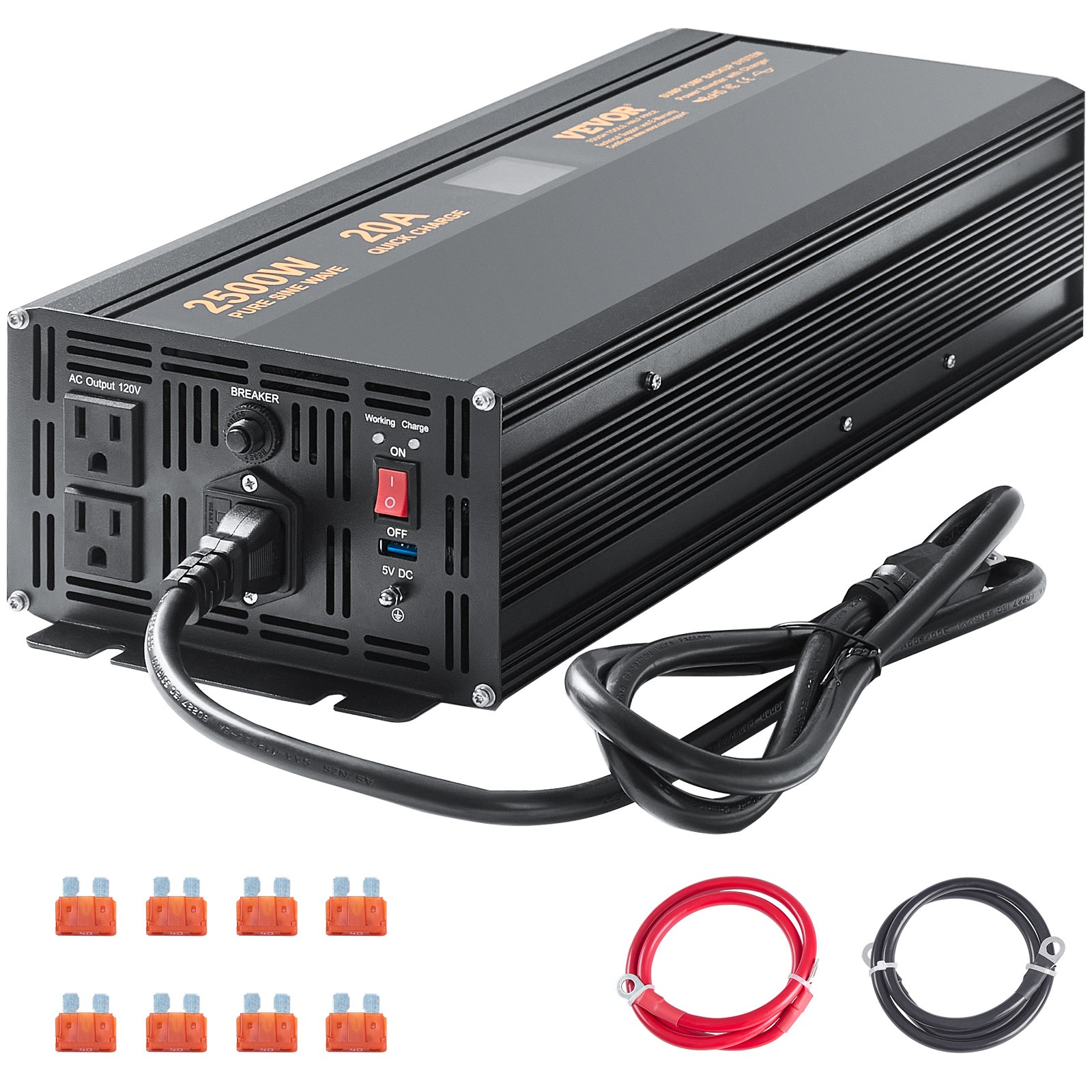 VEVOR 2500W Sump Pump Battery Backup System Inverter LCD Emergency Power Outage