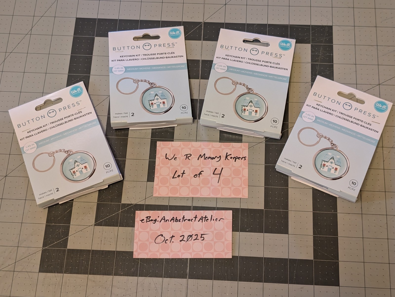 We R Memory Keepers Button Press Keychain Kit-Makes 2 - Lot of FOUR Pkgs Total