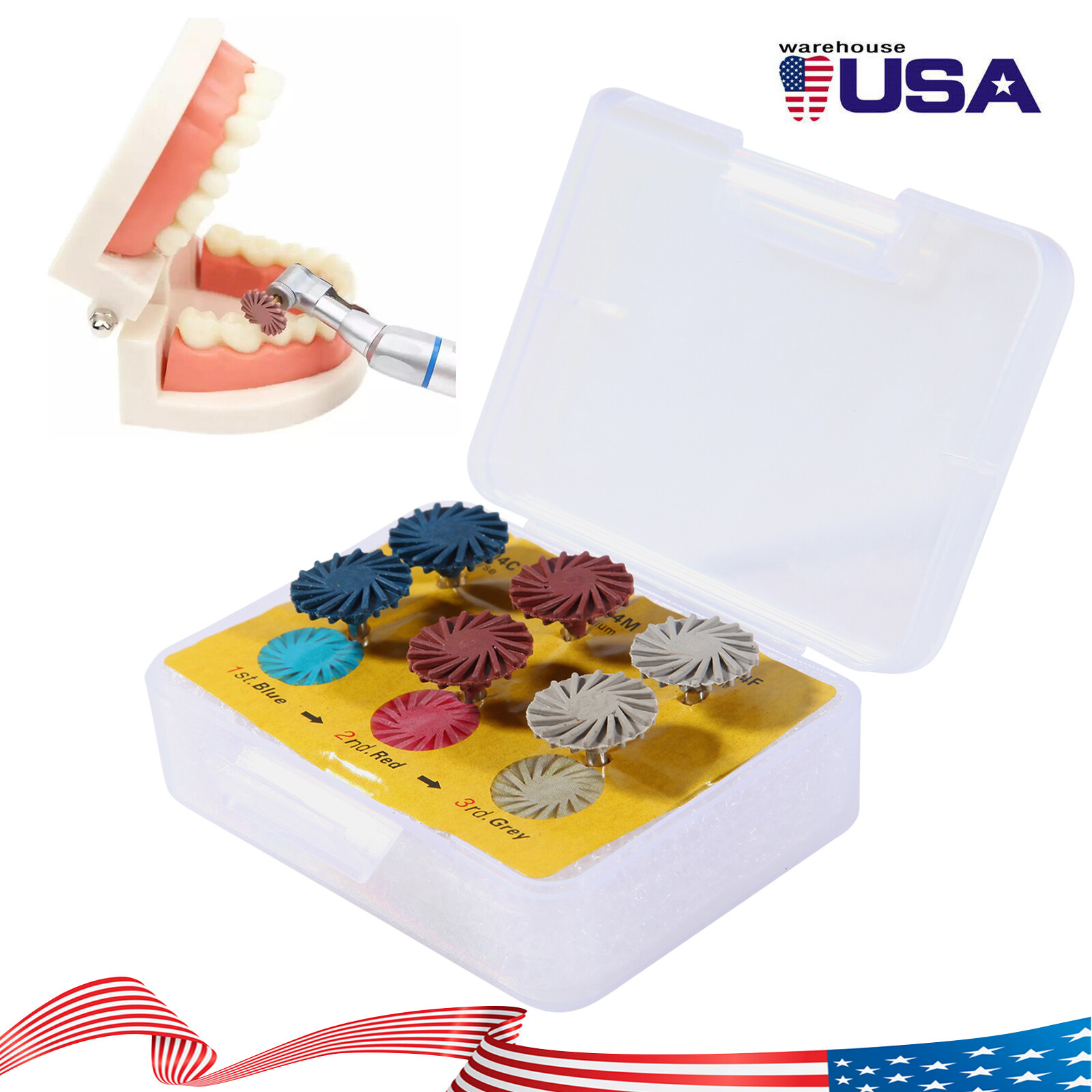 6Pcs Dental Composite Polishing Diamond System RA Disc 14mm Wheel Kit SANDENT po