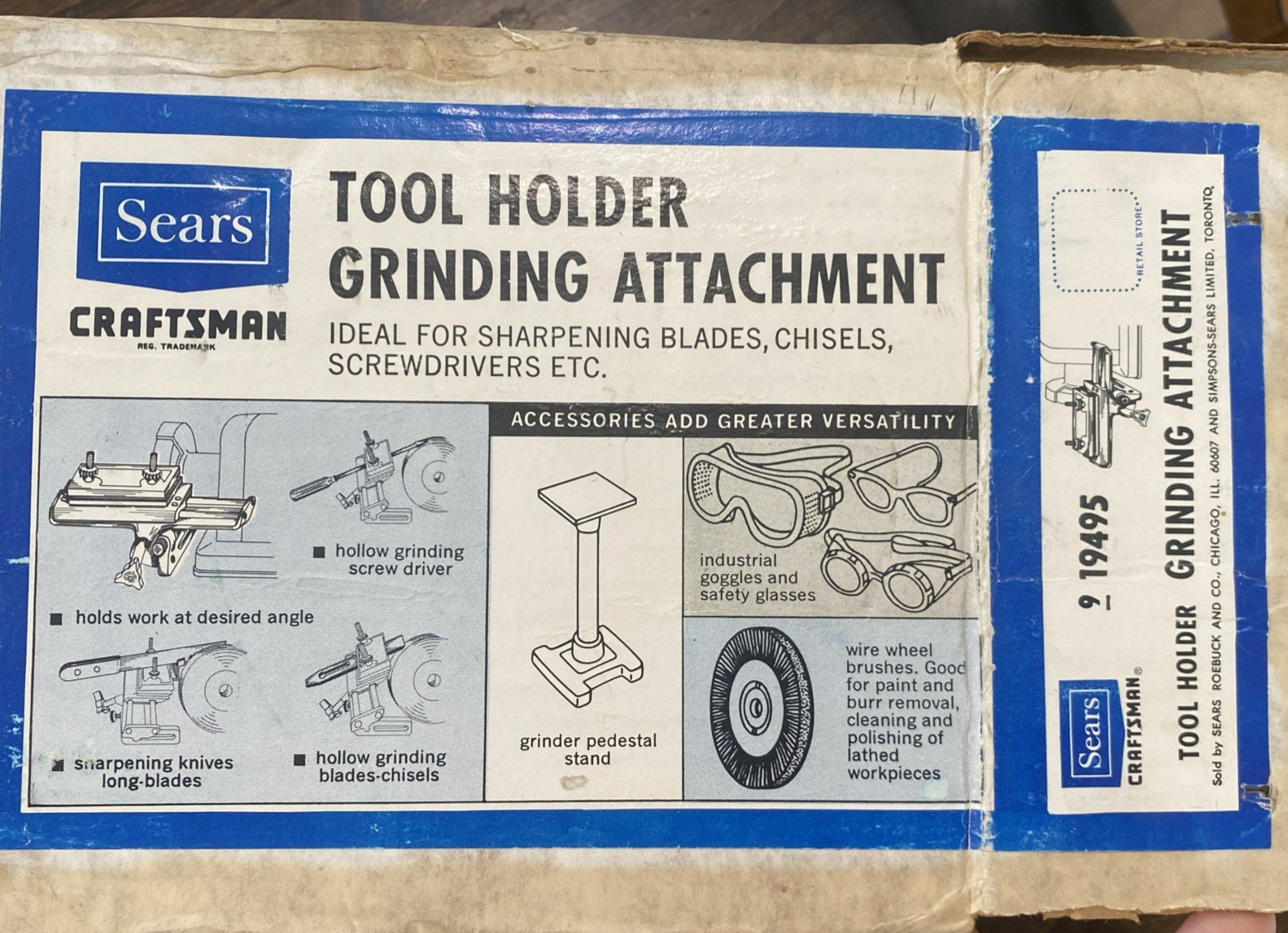 Vintage Sears Craftsman Tool Holder & Grinding Attachment #19495 NEW