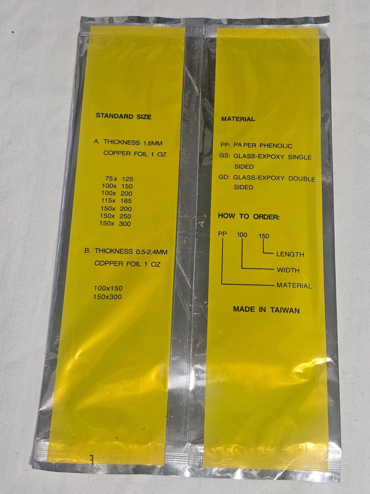 Presensitized Positive Photoresist PCB, Double-Sided, 4.5" x 6.5" Printed Cir...