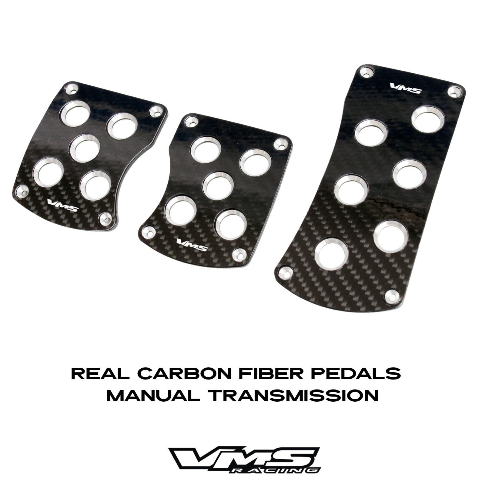 VMS RACING REAL CARBON FIBER ALUMINUM PEDAL PAD COVER KIT MANUAL TRANSMISSION MT