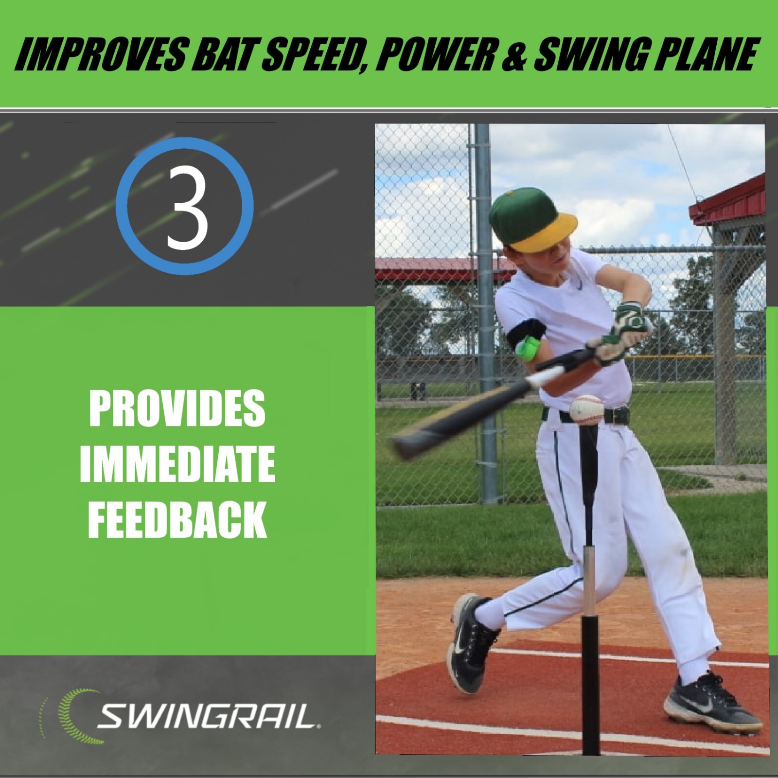 SWINGRAIL Baseball & Softball Swing Trainer - Batting Hitting Aid by SWINGRAIL
