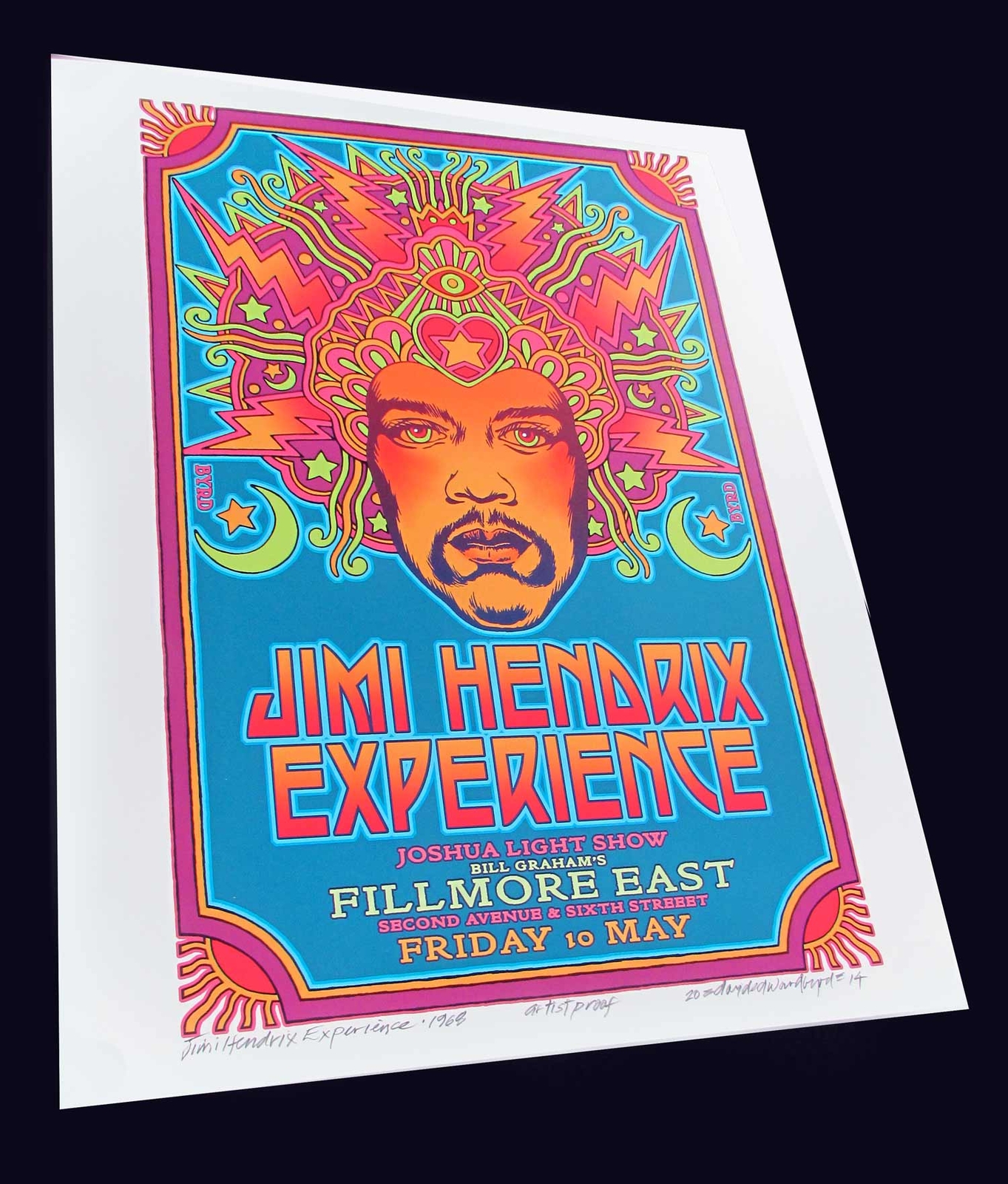 Jimi Hendrix 1968 Fillmore East Poster Original Design New AE Signed David Byrd