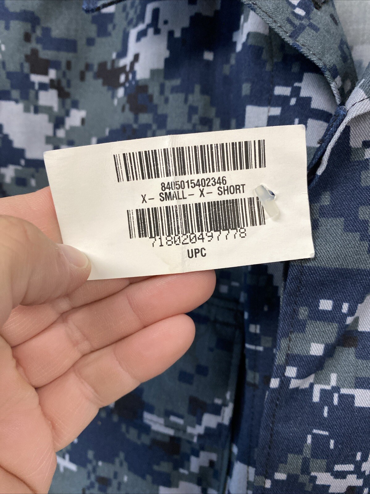 US Navy Blue Digital Pattern Shirt Blouse Working Lightweight Sz X-Small X-Short