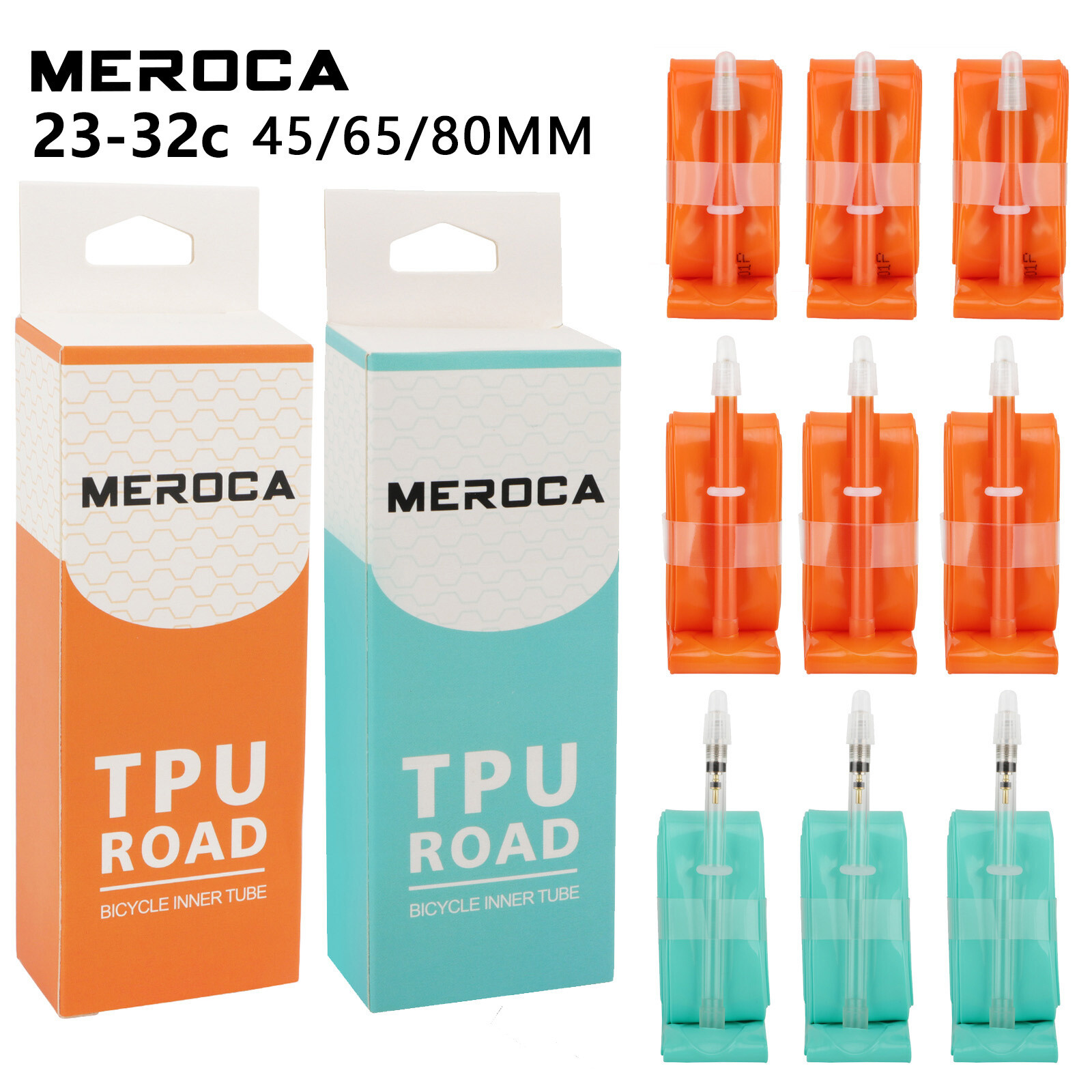 12PCS Bicycle TPU Inner Tube 700C 23-32C Road Bike 45/65/80mm Ultralight 30g