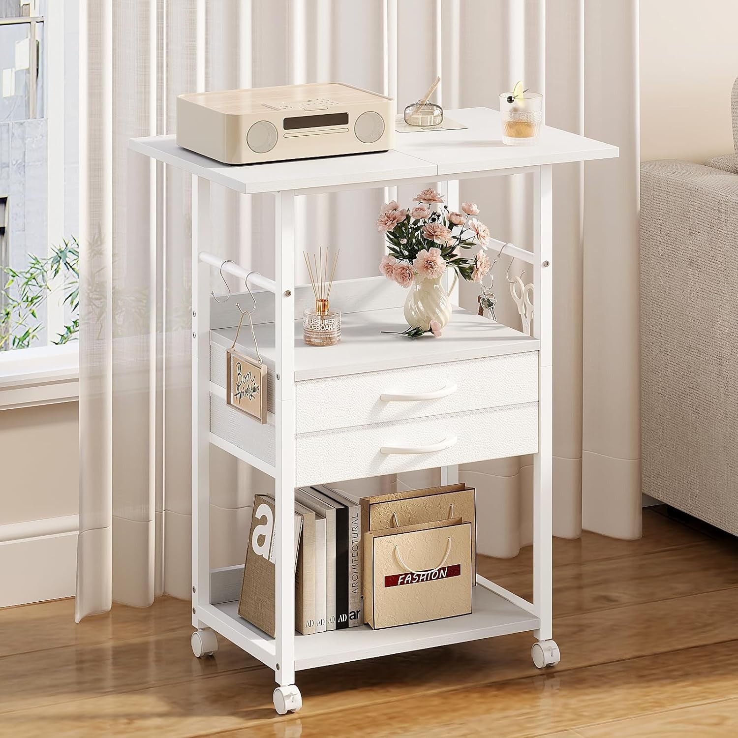 Printer Stand with Storage,3 Tier Large Printer Table with Wheels for Home Of...