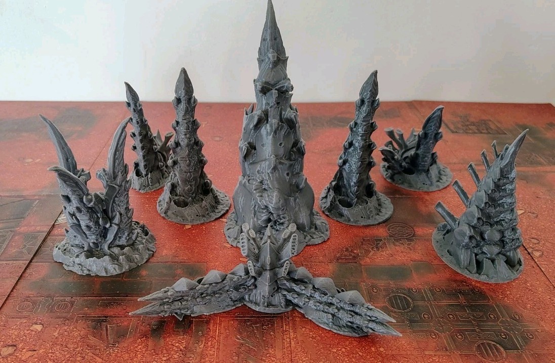 Tabletop Terrain - Large Bulk Alien Lot - for Warhammer 40K/Kill Team 8 Pieces