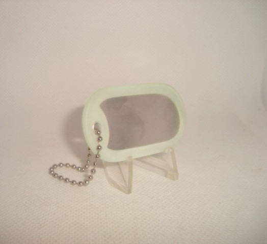 Military Dog Tag Silver Dull Finish + 4" 1n. key Chain + Silencer GLOW IN DARK