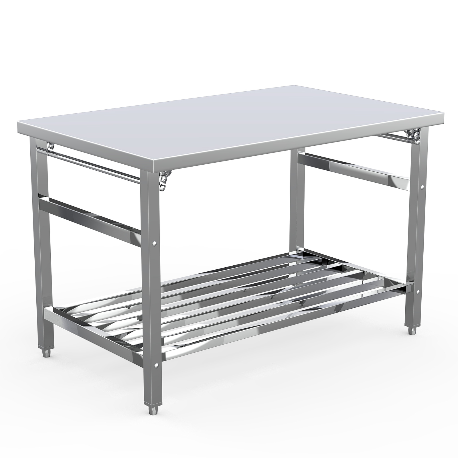 48" x 30" Stainless Steel Prep Table Folding Work Table w/ Adjustable Undershelf