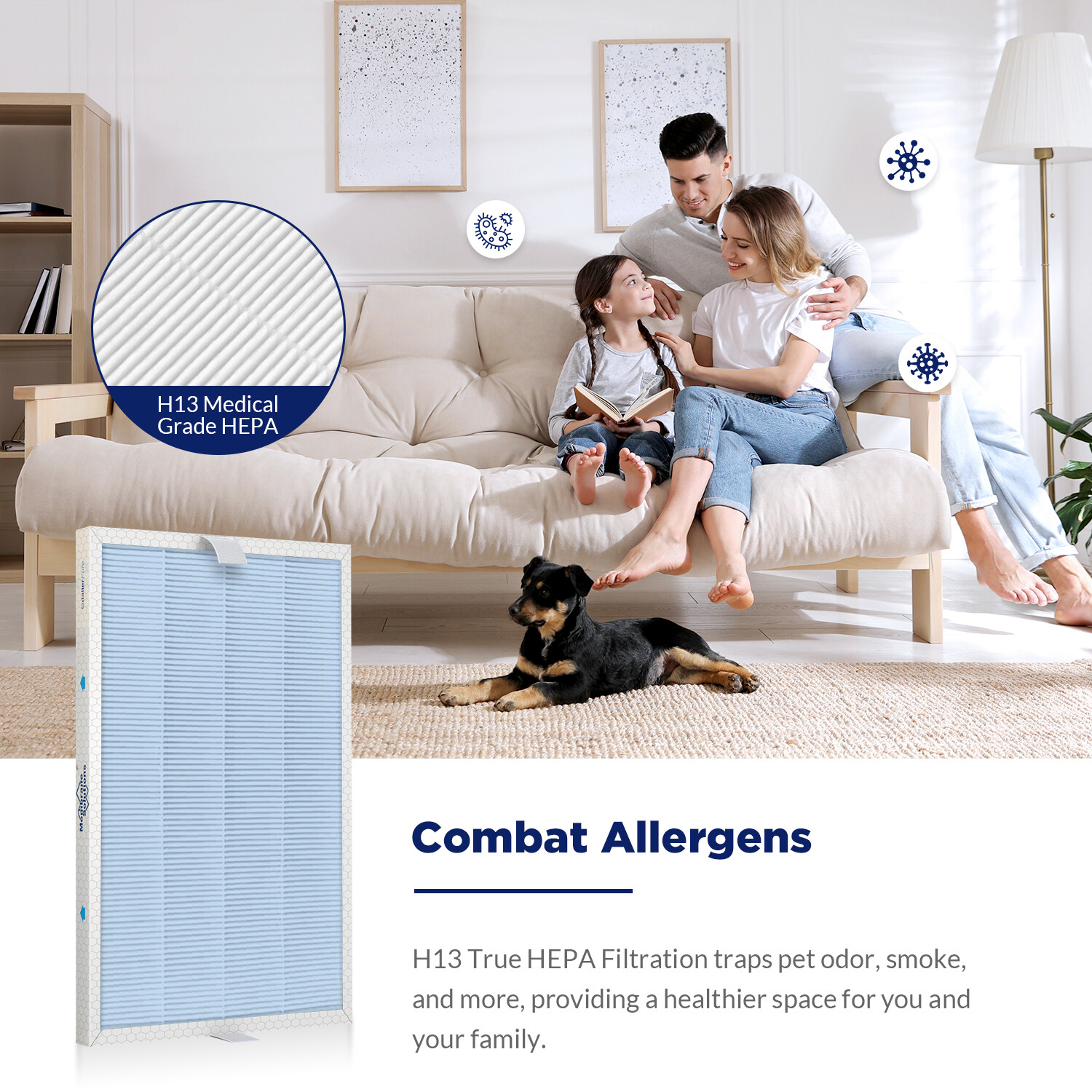 Home True HEPA Air Purifier Large Room Air Cleaner for Allergies Smoker Pet Dust