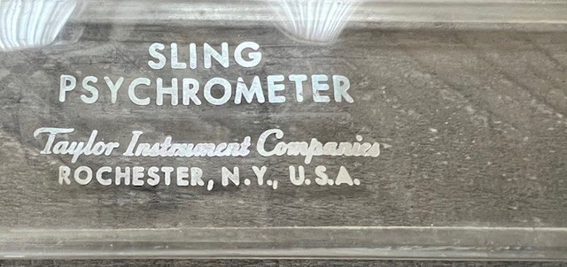 Taylor U.S.A Rochester N.Y Sling Psychrometer Hygrometer 9" Tubes 20-120° F